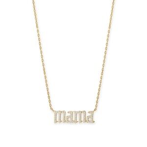 14 Karat Gold Plated CZ "mama" Necklace 16" length + 2" extension NWT
